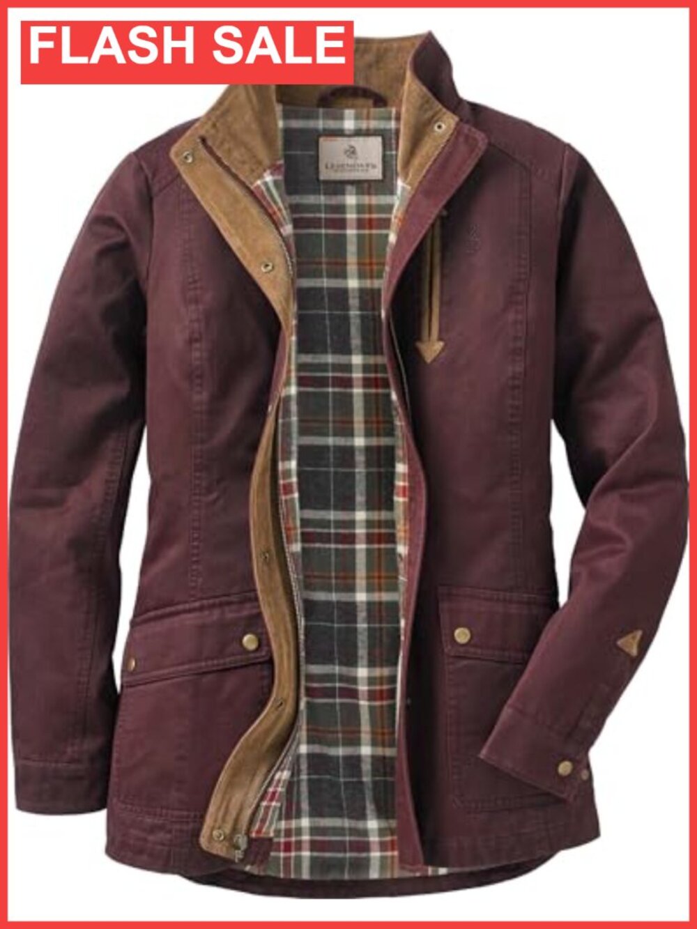 Waxed Cotton Shirt Jacket Flannel Lined Long Sleeve